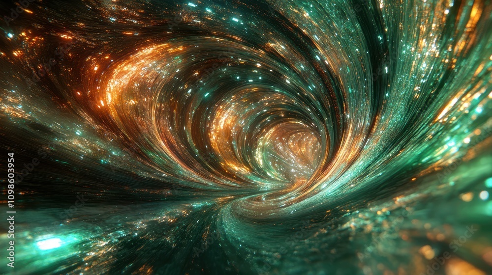 Poster Exploring the Depths of Cyberspace's Glowing Vortex at Twilight