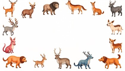 Fototapeta premium Watercolor animal pattern background with soft-colored animals on a light backdrop.