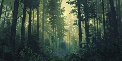 Obraz premium Minimalist approach to dense forest.