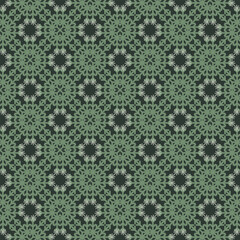 Elegant green Christmas seamless vector snowflake texture. Monochrome seasonal pattern for wrapping paper, greeting cards, invitations, gift boxes and web background.