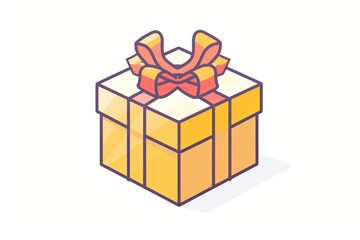 Fototapeta premium A colorful present wrapped with a bright red ribbon