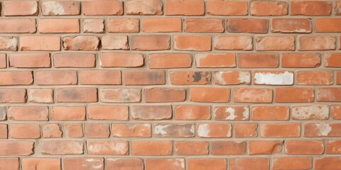 Obraz premium Weathered red brick wall with rough and textured surface, red, weathered