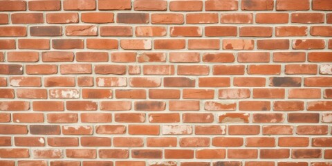 Fototapeta premium Weathered red brick wall with rough texture, perfect for background or design element, weathered, brick