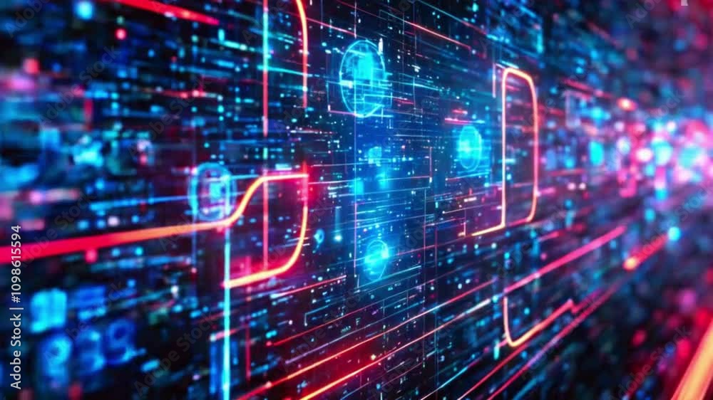 Poster binary code data background