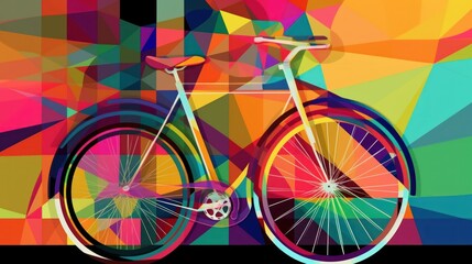 Fototapeta premium Vibrant Bicycle in Geometric Abstract Art