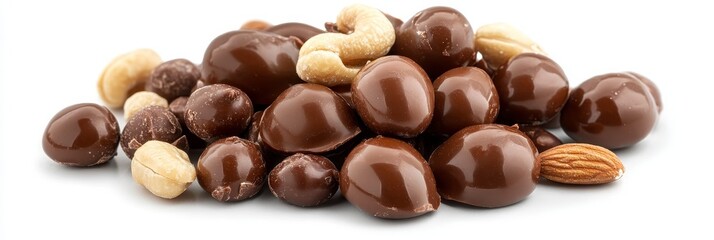 Naklejka premium Pile of Chocolate-Covered Nuts and Cashews 