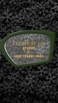 le texte Examen de vue gratuit flou qui devient net quand des lunettes apparaissent - rendu 3D