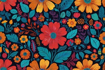 Funky floral illustration background