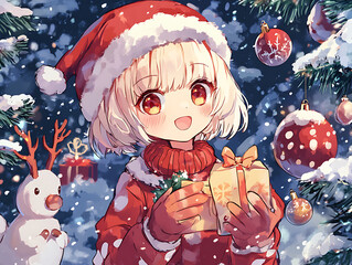 girl with christmas tree