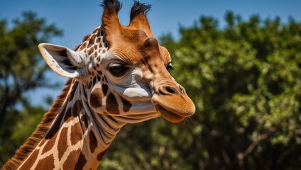 Obraz premium Giraffe, close-up of giraffe head.