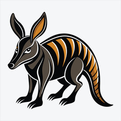 Obraz premium Aardvark Silhouette White background illustration. Generative Ai