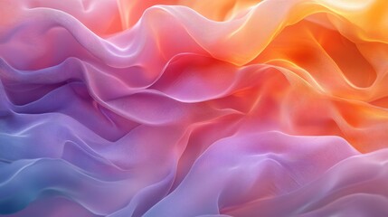 Obraz premium Abstract image of colorful fabric with smooth waves and gradients of purple, orange, and yellow.