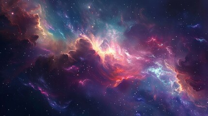 Obraz premium Ethereal surrealism background featuring celestial bodies and cosmic energy, creating a sense of wonder and exploration