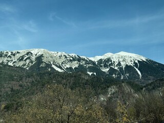 snow covered mountains peaks