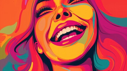 Obraz premium Vibrant Joyful Woman: A Colorful Portrait