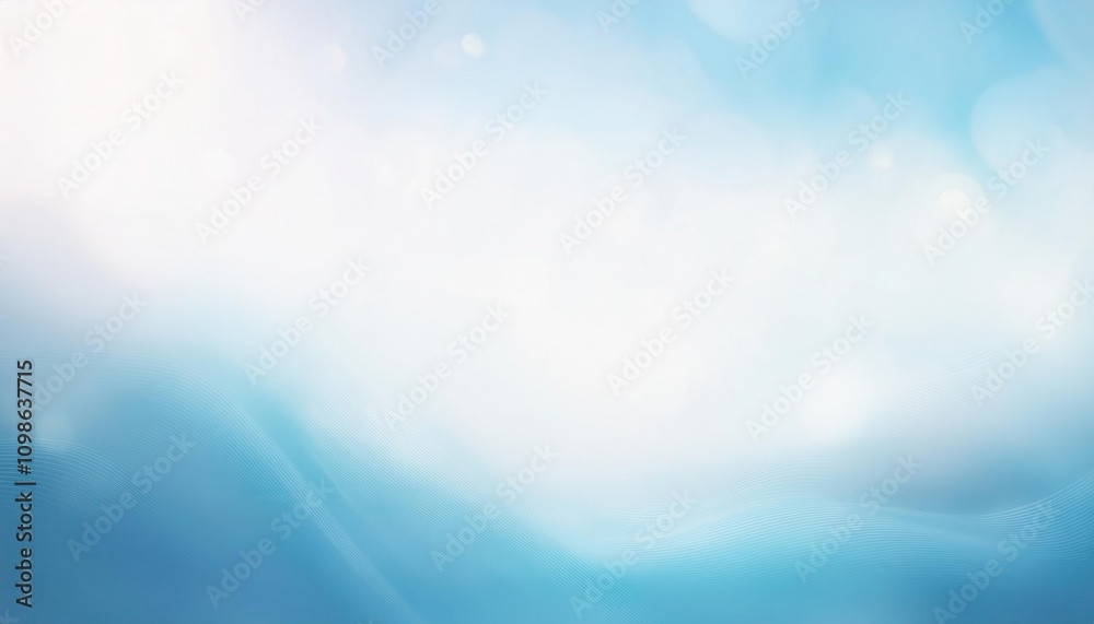 Leinwandbilder tranquil light blue abstract gradient background with soft waves and bokeh effects. ideal for medita