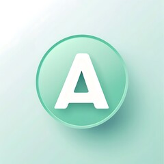 tranquil charm: letter A mint green circle icon for modern UI UX button