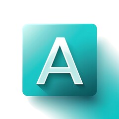 letter A teal square logo for UI UX button design