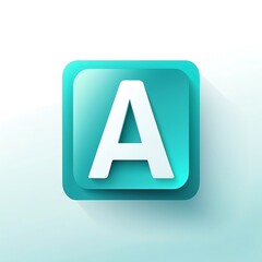 letter A teal square logo for UI UX button design