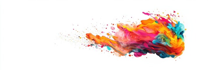 Fototapeta premium An artwork features a brain adorned with vibrant splashes of blue, orange, pink, and yellow for stunning visual impact. Generative AI