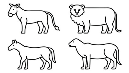 Obraz premium A Collection of set Line Art Illustrations of Animals Branding Vector Icon, EPS Format.