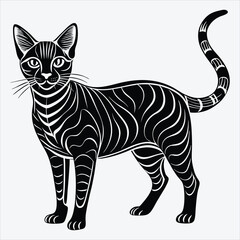 Fototapeta premium Abyssinian Silhouette White background illustration. Generative Ai