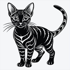 Fototapeta premium Abyssinian Silhouette White background illustration. Generative Ai
