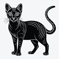 Fototapeta premium Abyssinian Silhouette White background illustration. Generative Ai