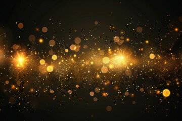 Fototapeta premium Soft glowing bokeh with golden sparkles on a blurred background