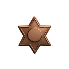 Obraz premium Bronze star badge with textured details, white isolate background transparent background