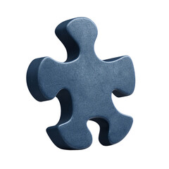 Fototapeta premium Single dark blue puzzle piece on white isolated background transparent background