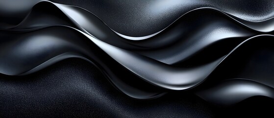 Fototapeta premium An abstract composition featuring smooth, flowing waves of black fabric. The silky texture creates a sense of elegance and sophistication, with soft shadows enhancing the depth.