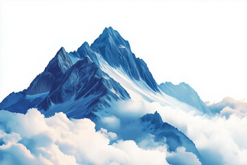 Fototapeta premium blue mountains in the clouds. png isolated on transparent background