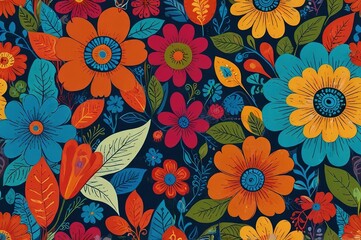 Funky floral illustration background