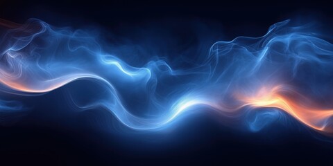Obraz premium Blue and orange energy waves with light trails. Technology flow background