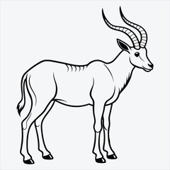Fototapeta premium Addax line art White background illustration Generative Ai