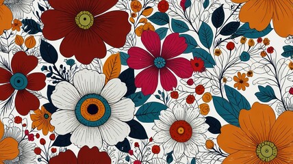 Funky floral illustration background