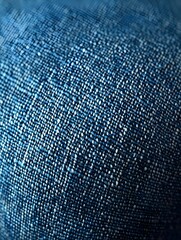 Fototapeta premium Close-up of textured blue fabric showcasing intricate woven details, creating a rich visual depth and tactile perception that highlights the beauty of textile craftsmanship.