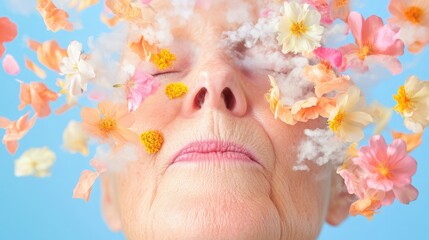 covid symptom: surreal depiction of loss of smell with vanishing floral scents

