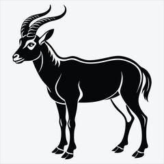 Obraz premium Addax Silhouette White background illustration. Generative Ai