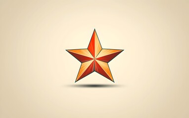 Fototapeta premium A stylized five-pointed star in vivid shades of orange and red, set against a soft beige background, exuding a modern and artistic aura.