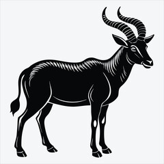 Obraz premium Addax Silhouette White background illustration. Generative Ai