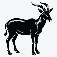 Obraz premium Addax Silhouette White background illustration. Generative Ai