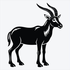 Obraz premium Addax Silhouette White background illustration. Generative Ai