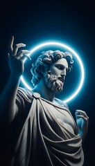 Obraz premium The statue is carved from marble, and its surface has worn smoothly over time. The hands of countless worshippers also touch it. It depicts a divine figure