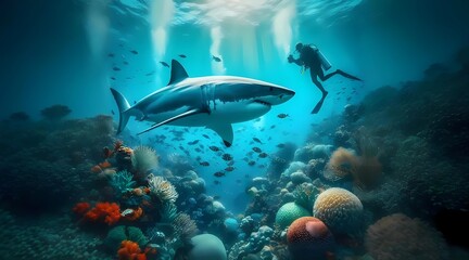 Fototapeta premium coral reef and fish