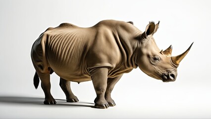 Obraz premium Majestic rhinoceros in minimalist setting with detailed texture and strong horns