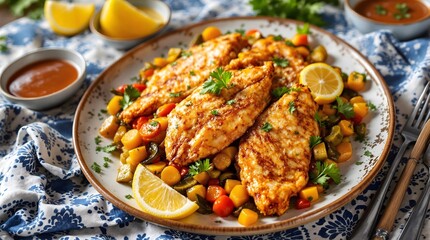 Qovurilgan Balyk &ndash; Pan-Fried Fish with Vegetables (Uzbekistan Cuisine)