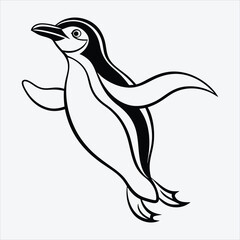 Obraz premium Adelie Penguin line art White background illustration Generative Ai