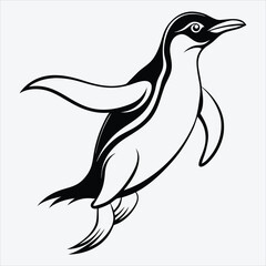 Fototapeta premium Adelie Penguin line art White background illustration Generative Ai